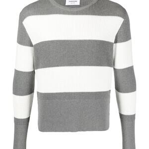 THOM BROWNE: Men's Colour-block Waffle Knit Jumper - 1